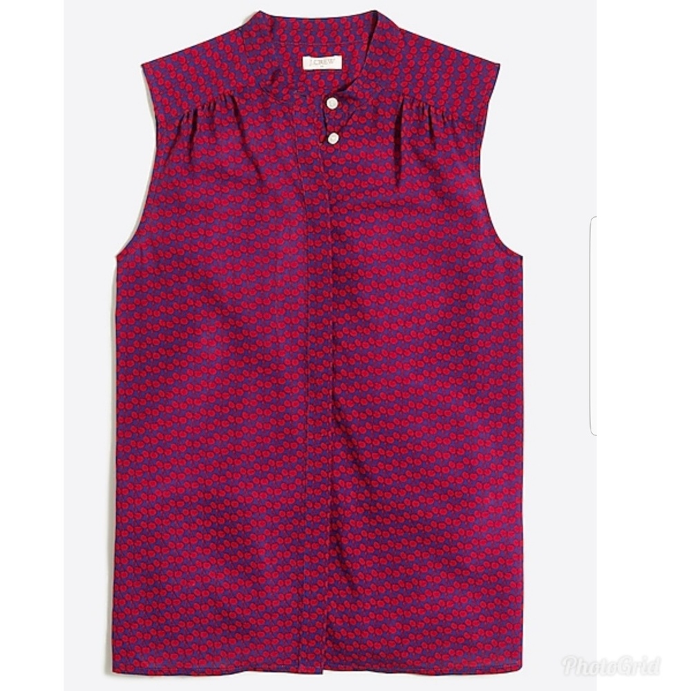 🎉HP🎉 J. Crew Red and Blue Cherry Print Sleevless Top Size 14